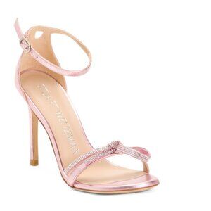 STUART WEITZMAN Cotton Candy Made In Spain Leather Nudist Bow 100 Sandals
